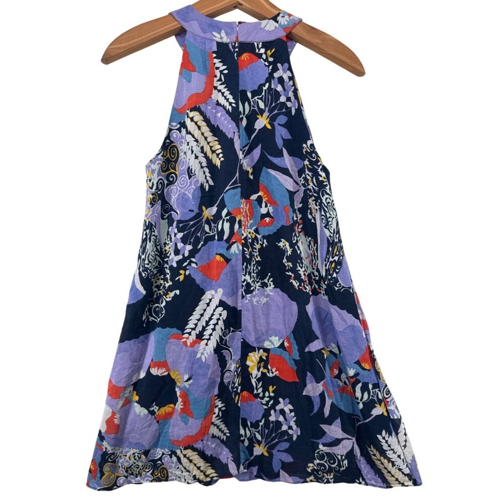 & Other Stories Mini Dress Sz2 Periwinkle Floral Halter A-Line Flirty Artsy Boho - Picture 2 of 10